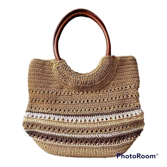 no brand Handbags - BOHO WOVEN HANDBAG-TAN AND BRIWN